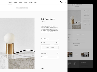Product Page - 1 cart clean ecommerce lamp minimal premium product ui web