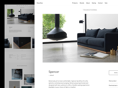 Product Page - Furniture cart clean ecommerce minimal premium product sofa ui web