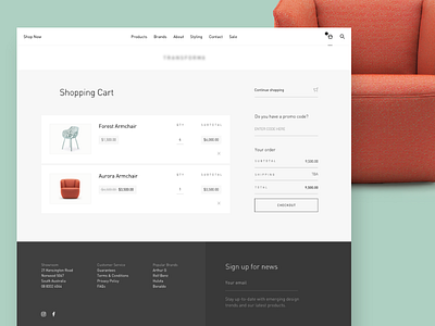 Shopping Cart cart chair clean ecommerce home minimal premium product shop ui web