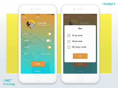 Daily UI #007 setting app daily design setting ui