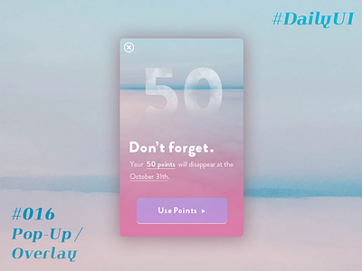 Daily UI #016  Pop-Up / Overlay