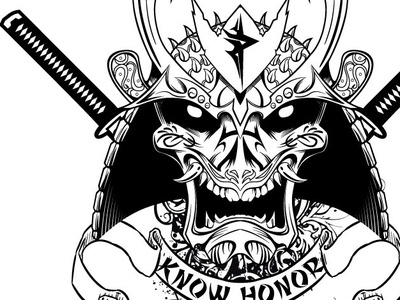 Peroxwhy?gen Know Honor Tshirt Design badge branding honor illustration logo samurai tee tshirt typography vector war