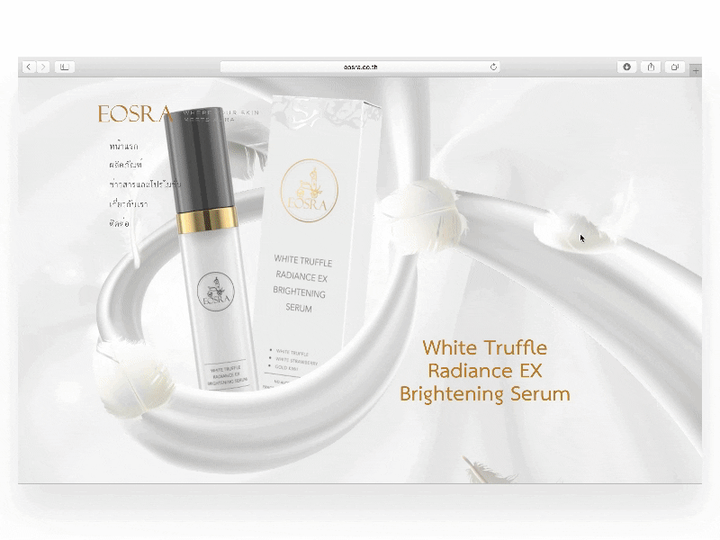 EOSRA Skin Care Products Parallax Website beauty clean parallax skin care website white
