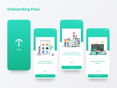 Tradly - Onboarding Screens 3d animation app banner branding debutshot design dribbble invite graphic design logo mobile app motion graphics onboarding screens rahul chauhan ui website