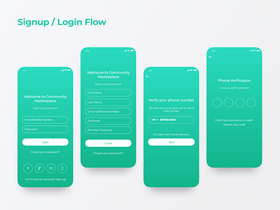 Tradly - Signup / Login Flow app banner debutshot design dribbble invite illustration login screens logo mobile app rahul chauhan signup screens tradly website