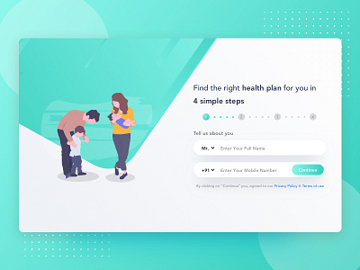 Health Insurance Pre-Quote Screen banner cta button debutshot dribbble invite family form field gradient health health app health care health insurance illustration mobile app quote rahul chauhan web design website websites