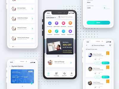 Handyman App UI Kit android app android cards animation app banner debutshot dribbble invite gradient iconography icons illustration interaction interaction design mobile app rahul chauhan typography website