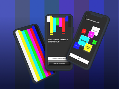 Retro Cinema Club App app design figma figmadesign minimal mobile sing up ui ux