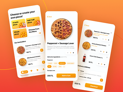 Pizza Delivery App app branding design figma figmadesign food mobile pizza shopping ui ux