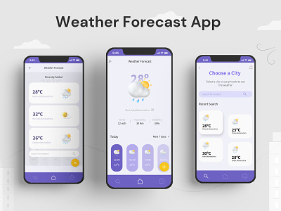 Weather Forecast App app design application ui dailyui ui uiuxdesign weatherapp