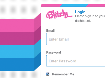 Blitzly Business Login angle blue email login password pink remember me sign in