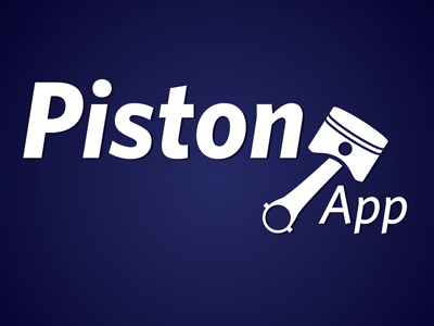 Piston App blue logo piston white