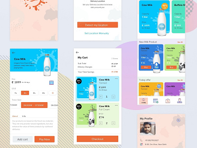 H&O Milk App branding chat design dribbble typography ui ux vector