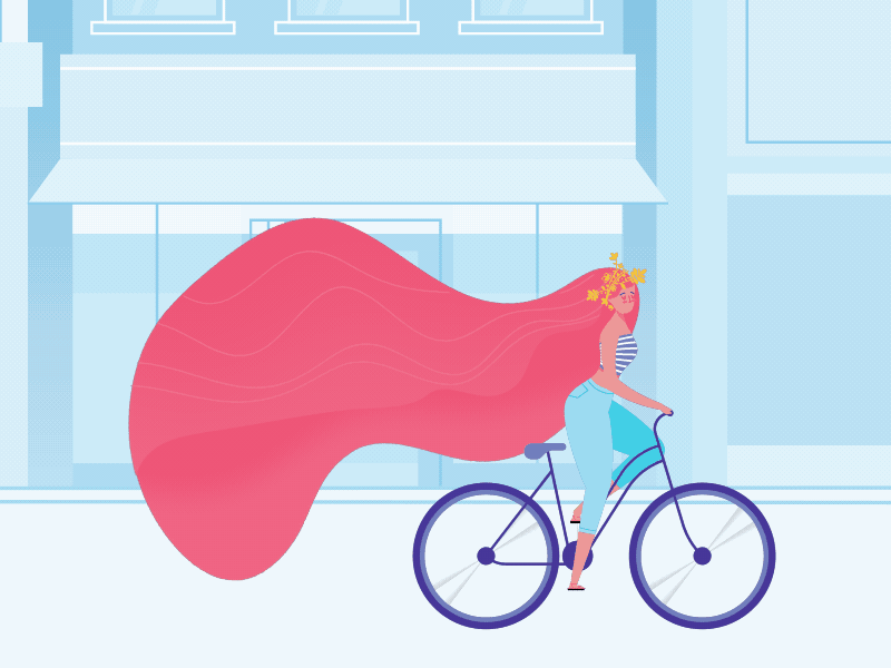 Girl on a bicycle animation animation 2d animation design character animation gif motion vector