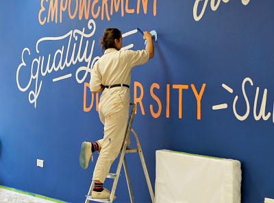 32ft Lettering Mural for a charity design hand lettering illustration lettering limited color mural passion project