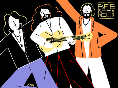 Bee Gees tribute 80s beegees digitalart disco guitar hellofunnypeople music