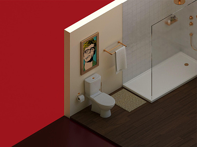 Isometric Bathroom 3d art directiom design