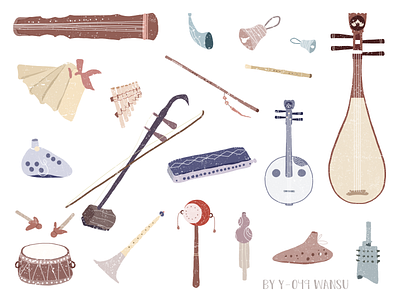 Music (Day 05) Come on!! art drawing ink dribbbble erhu horn illustration instruments life music studying y园糖 插图 插画 设计