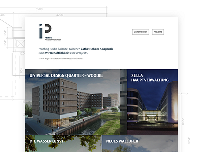 Primus Developments Architecture - Website Relaunch architecture clean design homepage landing page mobile responsive ui ux web