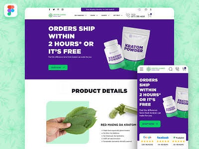 Kratom Lounge - Online Store Website Design app creative design desktop ecommerce freelance homepage icon landing page mobile online store prototype responsive ui ui design ui ux ux design web design website website design