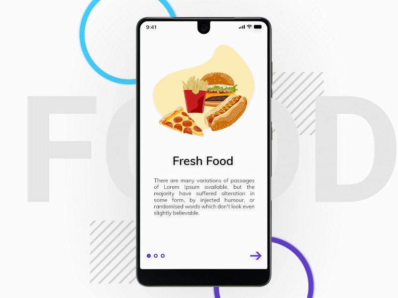 Food On-boarding Screen mobile identity minimal ios lettering flat type app new motion designer ashvin typography color ux ui dribbble illustration design animation