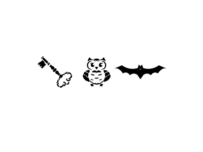 Key, owl and bat icon animal bat black flat fly icon key owl vector