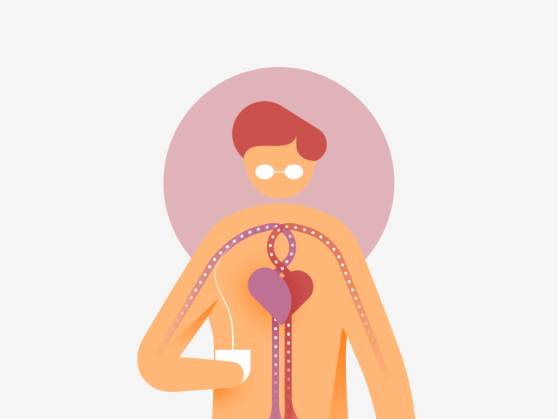 5 Reasons Coffee Is Good For Your Health animation blood coffee healthmate connected devices health illustration pressure withings