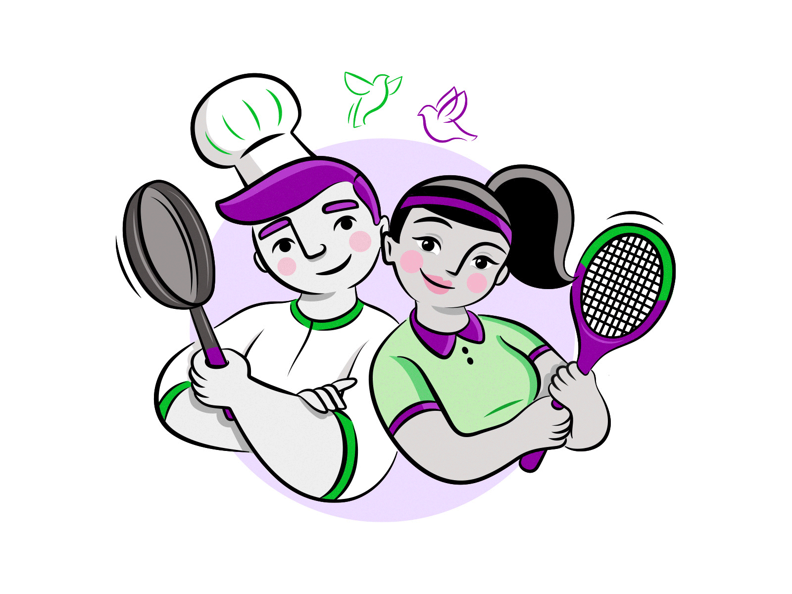 Millora characters: sport and healthy cooking
