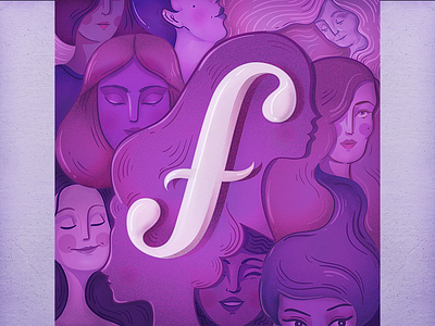 Female "F" 36days 36daysoftype alphabet female girl power grain handlettering lettering photoshop vectors violet women