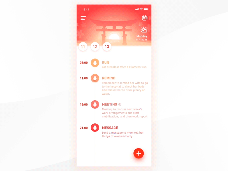 to do list_2 animation app illustration interaction list management mobile motion pink sakura task todolist ui ux