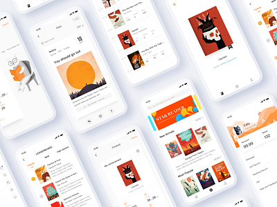 IReader-Selected App app icon illustration interface mobile orange reading reading app red ui ux