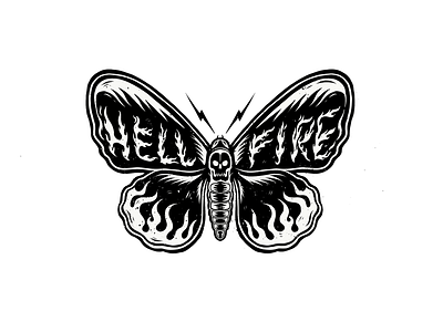 Moth from hell graphics illustration logo skull