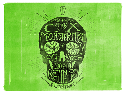 Monster Mash! art citrix design drawing halloween illustration party poster skeleton skull texture typography