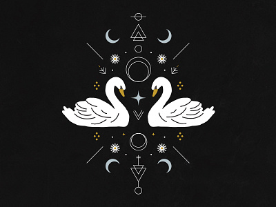 Swan Totem drawing illustration ipad moon illustration swan swan illustration