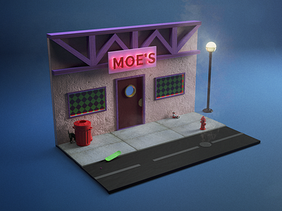 MOE'S Tavern 3d art bar cinema 4d octanerender simpsons