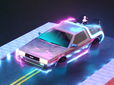 Delorean. 2d animation back in time cinema 4d delorean motion graphics