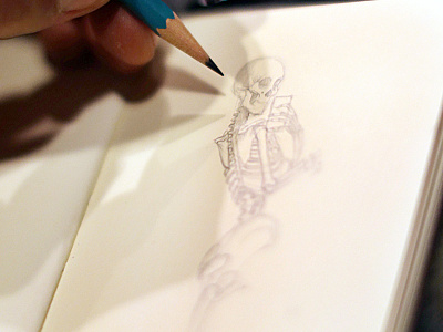 Preliminary Sketch Selfie Skull Ogabel drawing graphite ogabel pencil sketch sketchbook skull