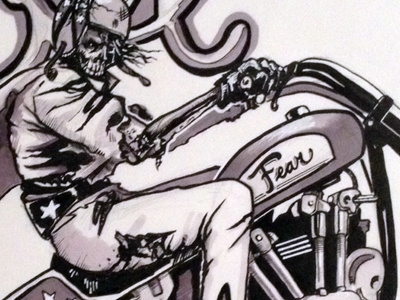 Evil Kneivel ceed creative evil fear halloween illustration illustrator ink motorcyle phillip maddox undead zombie