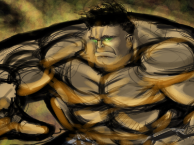 Drawing the Hulk. I may never finish this thing. Haha