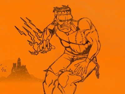 Frankenstein Retro & Rad castle frankenstein halloween monster orange scary
