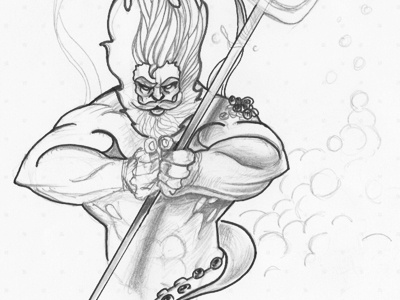 Neptune ceed creative illustration neptune ocean pencil phillip maddox poseidon sea trident triton water