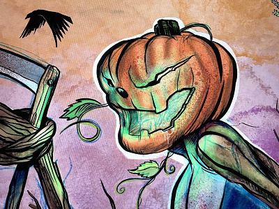 Pumpkin King character design crow halloween illustration ipad procreate pumpkin spooky