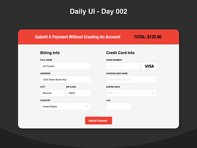 Daily UI - Day 002 adobexd checkout creditcard dailyui dailyui002 payment uiux