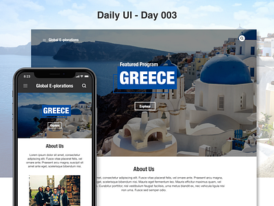 Daily UI - Day 003 adobexd dailyui dailyui003 greece landingpage uiux website