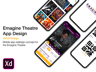 Emagine Theatre App Redesign adobexd madewithadobe movietheatreapp movieticketapp uiux uiuxdesign