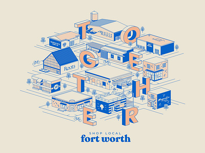 In This Together - Fort Worth apparel design city design fort worth icons illustration illustrator local local business map shop local texas together trust trust printshop tshirt design type vector