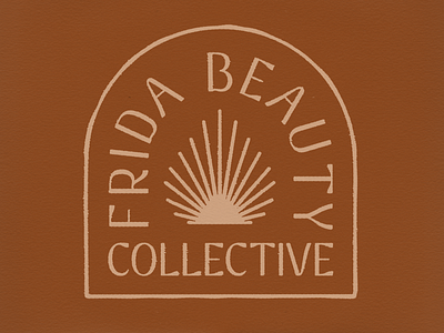 Frida Beauty Collective Badge apparel design badge beauty collective desert femme frida leaf merch palm salon southwestern sun texture type typography warm western