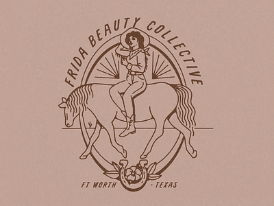 Frida Beauty Collective Cowgirl apparel design beauty collective cowgirl desert femme fort worth frida horse illustration illustrator merch procreate salon southwestern texas western