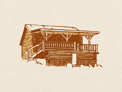 Cabin Spot Illustration cabin design drawing fort worth illustration illustrator procreate roughened spot illustration texture