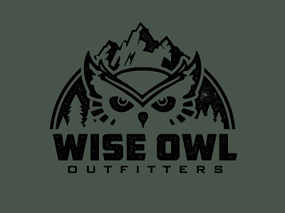 Wise Owl Outfitters - Concept 2 apparel design badge branding design fort worth hammock illustration illustrator logo mountains outfitters owl texture trust trust printshop tshirt design type typography vector wise owl